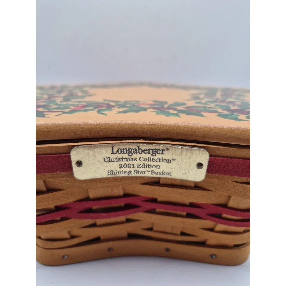 2001 Longaberger Christmas Collection Shining Star Basket With Papers 2 Inserts